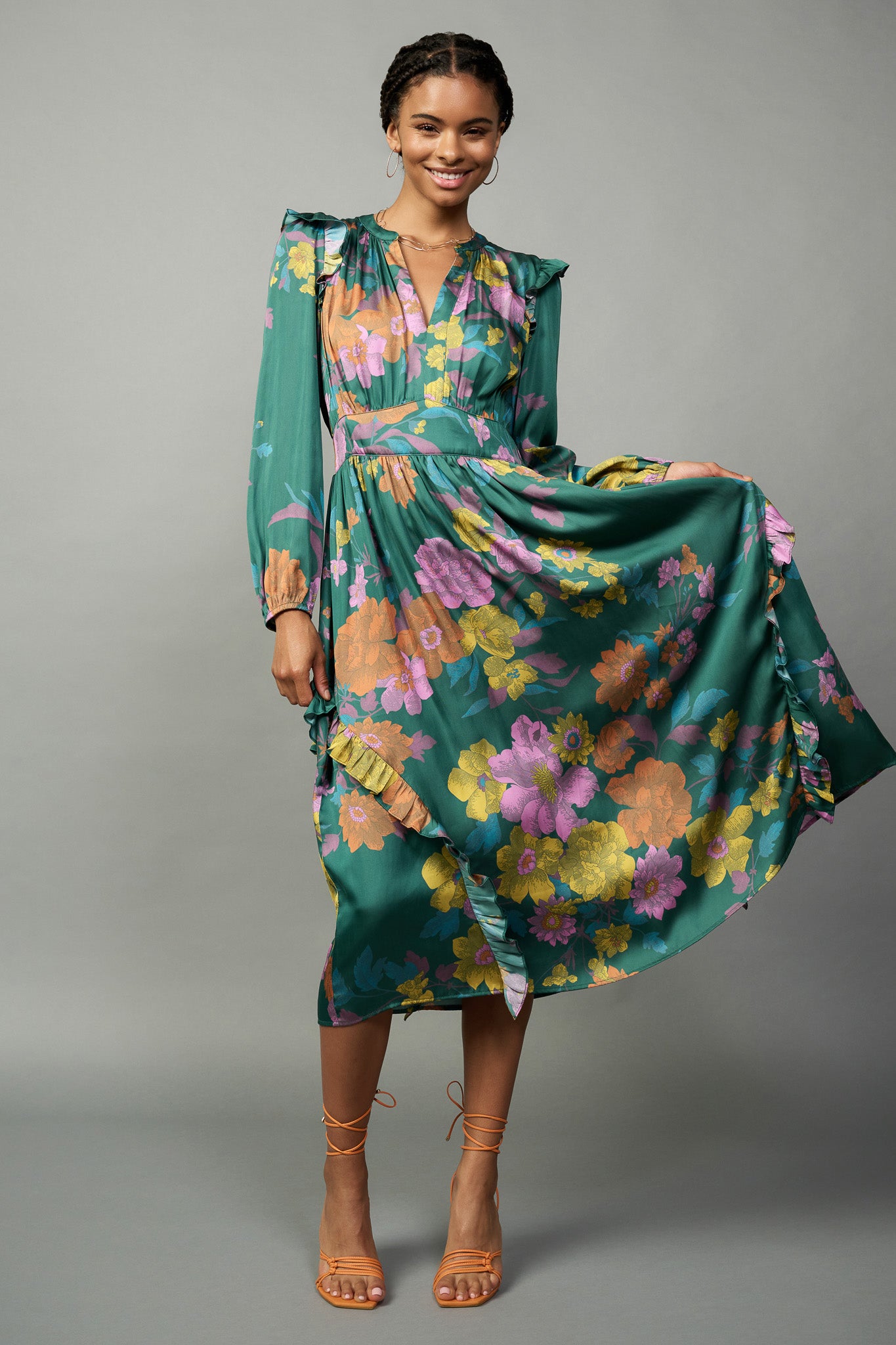 Emmaline Botanical Midi Dress – CURRENT AIR