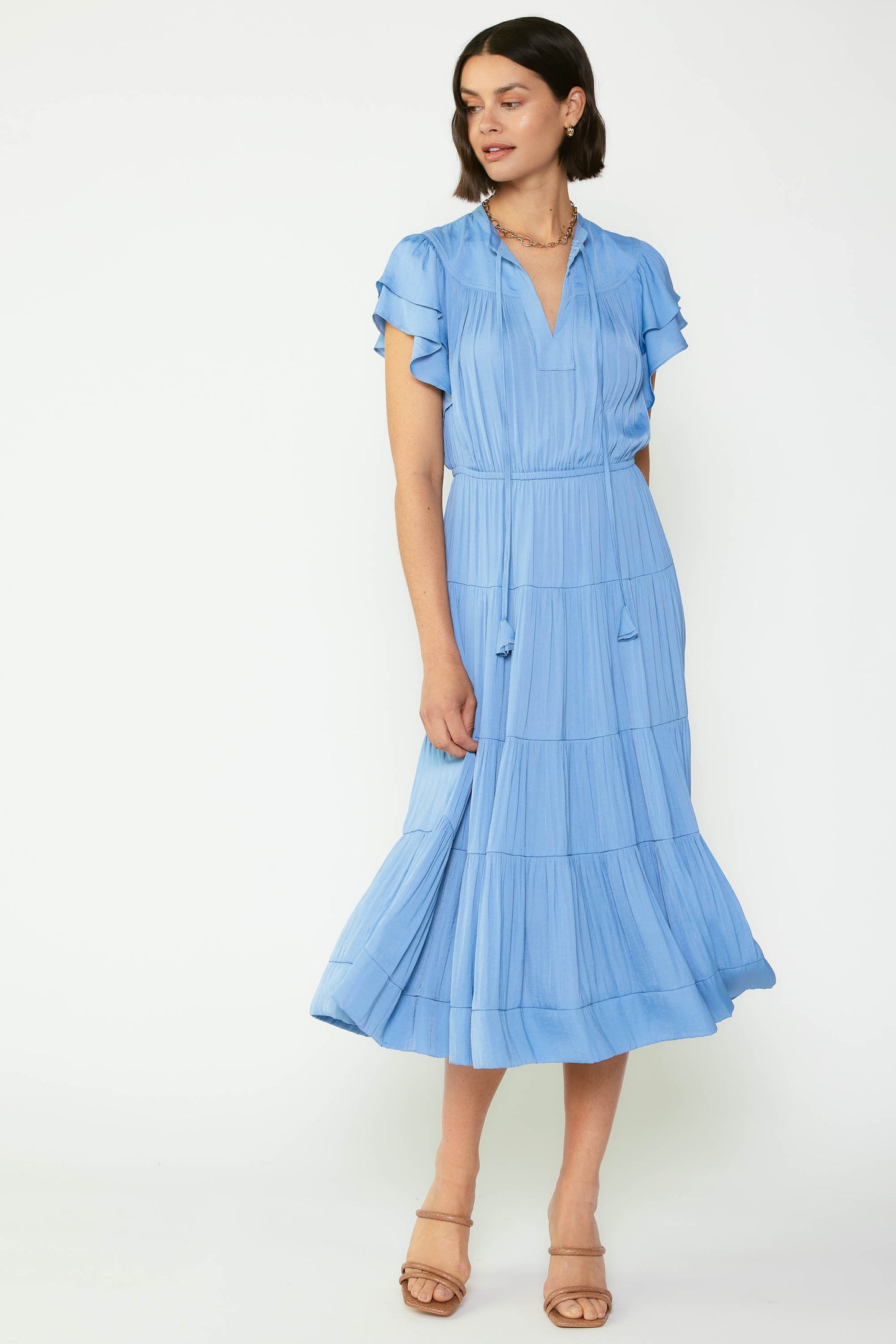 Everleigh Flutter Sleeve Midi Dress
