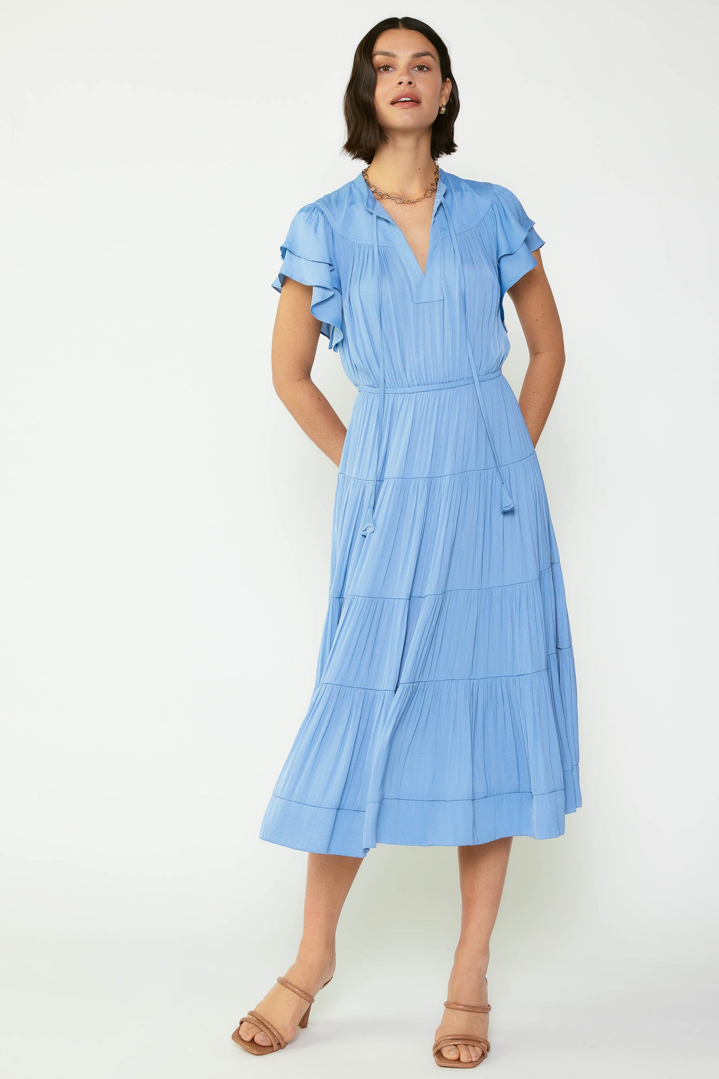 Everleigh Flutter Sleeve Midi Dress – CURRENT AIR