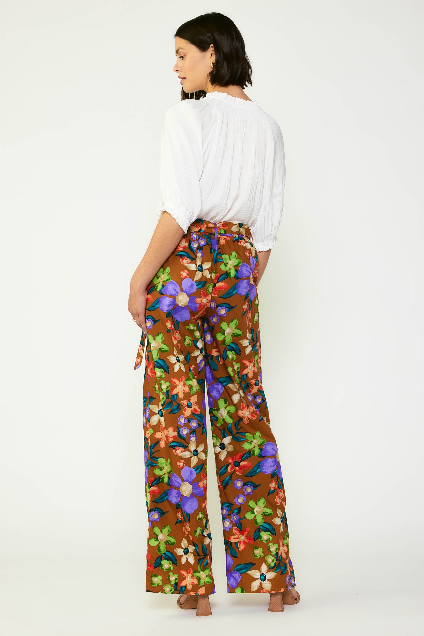 Floral Print Belted Pants